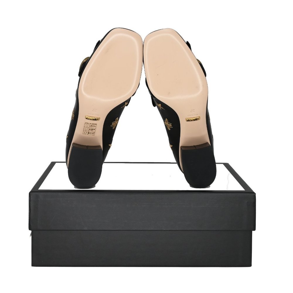 Gucci GG Marmont Bee & Star Embroidered Leather Mid-Heel Pumps - Picture 9 of 10